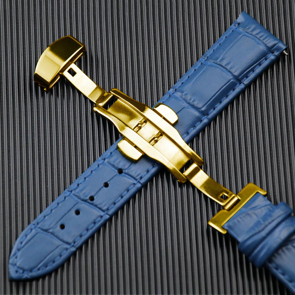 Quick Release Genuine Leather Watch Strap Parts Accessories with Butterfly Buckle Watch Band with Tool Box Set