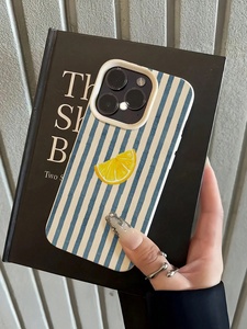 Custodia per cellulare in TPU di lusso con elementi a righe bianche e blu per <span class=keywords><strong>iPhone</strong></span> 17 Air 16 15 14 13 12 <span class=keywords><strong>11</strong></span> <span class=keywords><strong>Pro</strong></span> <span class=keywords><strong>Max</strong></span>, <span class=keywords><strong>cover</strong></span> antiurto estiva con limoni - Product Image 3