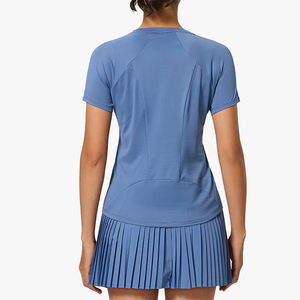 เสื้อยืดกีฬาตาข่ายระบายอากาศ คอกลม สำหรับวิ่งกลางแจ้ง กระชับเอว เหมาะสำหรับเล่นเทนนิส โยคะ แขนสั้น ขายส่งสำหรับผู้หญิง - Product Image 2