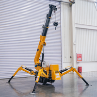 Grue araignée sur chenilles de 1 tonne, design compact et pliable, moteur Honda, haute efficacité, hauteur de levage de 8 m, certifiée CE, utilisation en intérieur