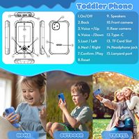 Juguetes de Teléfono Inteligente para Niños, Pantalla Táctil HD, Cámara Dual, Teléfono Celular para Niños, Regalos de Cumpleaños, Unicornio, Teléfono de Juguete para Niños Pequeños