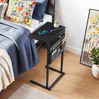 Table d'appoint en forme de C en gros, Table de service TV en forme de C pour salon, Table d'appoint en forme de C pour chambre à coucher et petits espaces