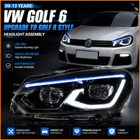 Pour VW Golf 6 MK6 5k1, ensemble de phares LED, style MK8, lentille de projecteur double Bi-LED, clignotant séquentiel, DRL, plug and play, 2009-2012