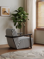 Fauteuil simple de style rétro rustique, design moderne, pour salon, balcon, chambre, chaise de lecture relaxante, en tissu avec pieds en métal, pour la maison