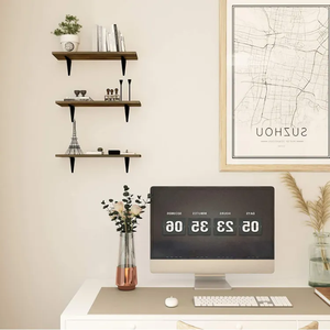 Rustic <strong>Wood</strong> Floating Shelves Wall Mounted <strong>Shelving</strong> Set of 3 Decorative Wall <strong>Storage</strong> Shelves for Bedroom, Living Room, Bathroom - Product Image 3