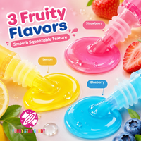 Bonbons liquides triple saveur de fruits personnalisés en usine, gelée de jus à presser, sirop de gelée, bonbons en gel pour enfants