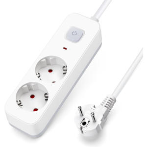 Prolunga con 2 prese con interruttore, 1,5 m, 3G, 1,0 mm, bianca e grigia, ideale per una connessione sicura di dispositivi elettrici. - Product Image 1