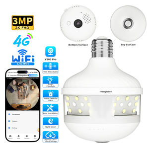Hongnaer 3MP kablosuz akıllı projektör E27 ampul güvenlik kamera Pro Pro 360 derece panoramik 4G Sim kart WiFi CCTV ampul kamera - Product Image 1