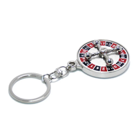 Roulette de casino personnalisable et rotative, porte-clés en métal émaillé de 40 mm, jeu de hasard, souvenir touristique, promotion en gros