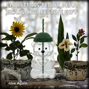 แก้วน้ำหมีเท็ดดี้ Bearista Cup INS ของขวัญคริสต์มาสยอดนิยม แก้วน้ำมีฝาและหลอด บรรจุภัณฑ์แยกชิ้น มีสินค้าพร้อมส่ง - Product Image 3