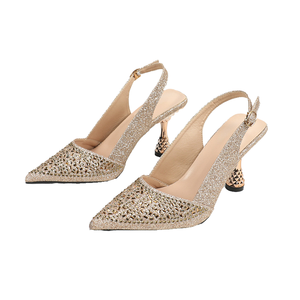 Nouvelles sandales à talons hauts pour femmes, pointes dorées brillantes, sexy, printemps, talons aiguilles de haute qualité, polyvalentes, semelle en caoutchouc - Product Image 3