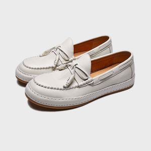 Retro <b>White</b> Slip-On <b>Loafers</b> <b>Men</b> Autumn Sailing Shoes Flat-Bottomed Casual Comfortable Low-Top Waterproof Height Increasing - Product Image 4