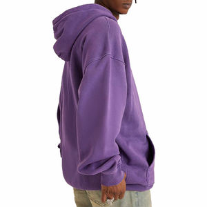 Sweat-shirt pour homme décontracté de style streetwear, lourd, délavé, vintage, ample, en coton personnalisé, couleur unie, épaules tombantes - Product Image 2