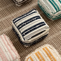Housse de pouf bohème multicolore à rayures géométriques, coussin de siège tissé multicolore pour la décoration intérieure, lavable en machine