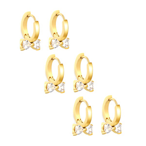 Pendientes Huggie en tono dorado con circonita blanca y diseño de mariposa, pendientes de tuerca para uso diario para mujer - Product Image 5