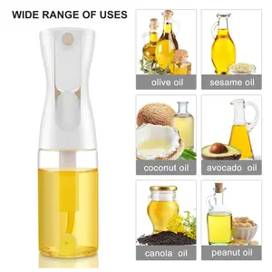 Pulverizador de aceite para cocinar-Botella de spray de aceite de vidrio de 200ml/6,8 oz-Pulverizador continuo de aceite de oliva con control de porciones