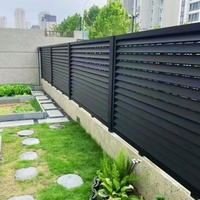 Nouveau Panneau de Clôture en Aluminium Gris à Lames Plates Horizontales pour Jardin, Brise-Vue en Aluminium pour Jardin et Cour