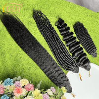Extensions de cheveux humains tressées au crochet pré-bouclées, 100g, effet plume, raides, bouclées, ondulées profondes, très demandées