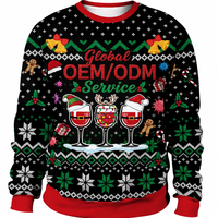 Pull de Noël unisexe imprimé numérique 3D effet prisme arc-en-ciel, tricot personnalisé OEM ODM pour la vente en gros