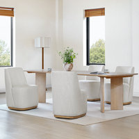 Chaise de salle à manger moderne en bois rembourrée avec design résistant à l'eau et aux taches, roulettes à glissement facile, écologique, ensemble de 2 pièces