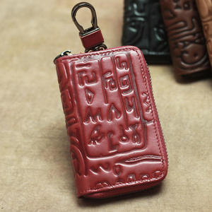 Étui à clés en cuir de vachette Andong, porte-cartes en cuir véritable, étui à clés de voiture, porte-monnaie, poche zippée, porte-cartes pour hommes et femmes - Product Image 6