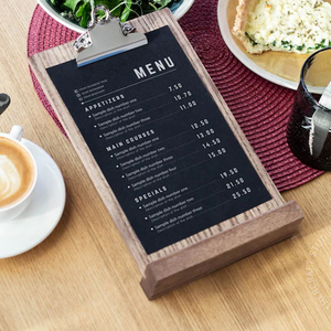 Panneau <span class=keywords><strong>de</strong></span> table <span class=keywords><strong>de</strong></span> restaurant personnalisé support en bois pour couvertures <span class=keywords><strong>de</strong></span> menus support pour menus en bois - Product Image 2