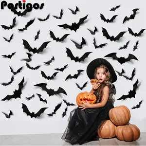 12 Pcs Halloween Decoratie 3D Black Bat Halloween Party Diy Decor Bar Kamer Halloween Party Eng Decos Props Muur Sticker