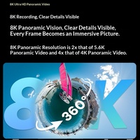 Caméra d'action 360° 8K Ultra 3 avec HDR 10 bits, objectif F1.6 et GPS – Caméra professionnelle pour la réalisation de films VR cinématographiques 2026