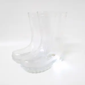 kids LED light transparent pvc material rain boots