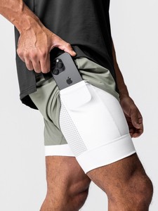 Shorts de sport d'été pour hommes en nylon avec cordon de serrage, pour la course, l'entraînement musculaire, élastiques, séchage rapide, double couche, pour le basketball - Product Image 1
