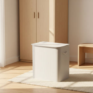 Panier à linge pliable en bambou avec couvercle à clipser, 3 compartiments, 150 L, avec poignées pour la buanderie, la chambre à coucher et la salle de bain - Product Image 4