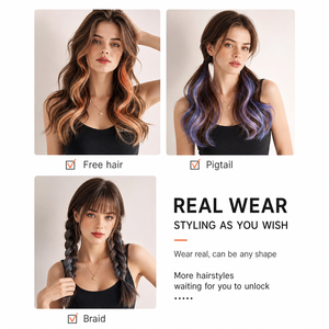 ผมต่อแบบคลิปหนีบ<span class=keywords><strong>สี</strong></span>พาสเทล ฟูจิยะ แบบลอนคลื่น <span class=keywords><strong>ไฮ</strong></span><span class=keywords><strong>ไล</strong></span><span class=keywords><strong>ท์</strong></span><span class=keywords><strong>สี</strong></span>เขียว ม่วง ชมพู <span class=keywords><strong>เทา</strong></span> ยาว 18 นิ้ว สำหรับผู้หญิง - Product Image 4