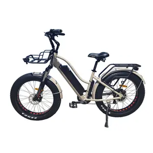 Bicicleta Eléctrica <span class=keywords><strong>Fat</strong></span> Ebike para mujer, bici de 24 pulgadas, <span class=keywords><strong>2021</strong></span> W/500W, paso a través, Crucero de playa, nueva de 750 - Product Image 1