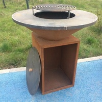 Table de barbecue robuste en acier Corten avec fonction fumoir, hauteur réglable, pliable, équipement de cuisson extérieur pour le camping