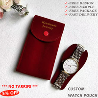 Pochette d'emballage pour bijoux en velours et cuir PU personnalisée avec logo, pochette en microfibre suédée pour la présentation de montres et de bijoux