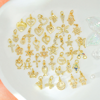 Pendentif DIY plaqué or avec zircone cubique, breloques lettre, papillon, cœur, étoile polaire, breloques dorées pour la fabrication de bijoux