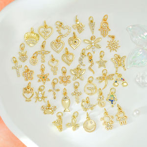 Liontin Kalung Berlapis Emas DIY dengan Zirkonia Kubik, Liontin Huruf Kupu-kupu Hati Bintang Utara, Liontin Emas untuk Pembuatan Perhiasan - Product Image 4