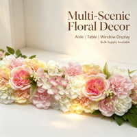 Panneau floral en soie artificielle, mélange de roses et d'hortensias, pour mur floral, toile de fond, décoration d'arche de mariage, vitrine