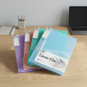 Office Single Strong Clips File <b>Folder</b> Set <b>A4</b> Size Colored PVC Punchless Binder with Spring-Action Clamp Custom Printed Modern - Product Image 3