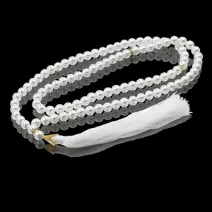 6mm 8mm Weiß 99 Perlen mit antikem versilbertem Tasbih Muslim Rosenkranz Glas Perlenkette Rosenkranz für Hochzeits geschenke