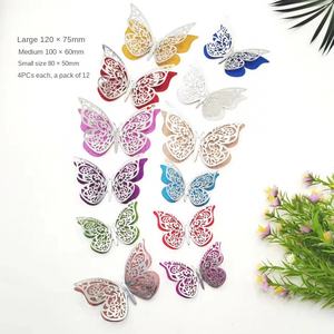 ملصقات جدارية ثلاثية الأبعاد على شكل فراشات مجوفة، ديكور عصري بسيط لغرف النوم وغرف المعيشة والمهاجع، ذاتية اللصق بألوان تحاكي المعدن - Product Image 6