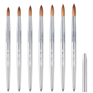 2025 Nail Salon Quality Pure Kolinsky Nail <b>Brush</b> Silver Metal Handle Private Label Nail Powder <b>Brush</b> logo Customization - Product Image 4