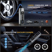 Démarreur de Voiture Portable 6-en-1 12V avec Compresseur d'Air, Batterie Externe, Booster de Batterie de Voiture, Gonfleur Automatique, Gonfleur de Pneus de Voiture et Aspirateur