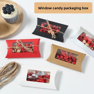 Boîte à bonbons en carton pliable en papier kraft blanc et noir avec fenêtre et corde en chanvre pour emballage alimentaire - Mariage/Fête d'anniversaire - Product Image 5