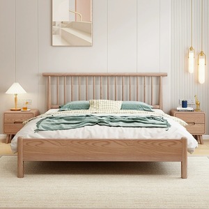 Cama de Madera Maciza de Fresno de 1.5M, Estructura de Cama con Plataforma, Estilo Nórdico Moderno y Minimalista, Muebles para Dormitorio Principal Doble - Product Image 3