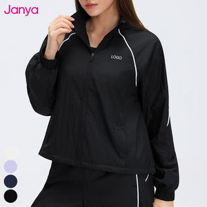 Chaqueta Deportiva Janya Cortavientos de Nailon para Mujer, Cuello Alto, Manga Larga, Ajuste Holgado, Bloques de Color, Secado Rápido y Transpirable - Product Image 1