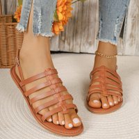 Sandales plates minimalistes et tendance pour femme 2026 – Nouveaux chaussons style bohème croisé 0412