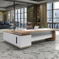 Bureau de direction de qualité en MDF, mobilier de bureau commercial avec tiroir, ensemble de bureau en L avec huche, bureau de PDG/directeur