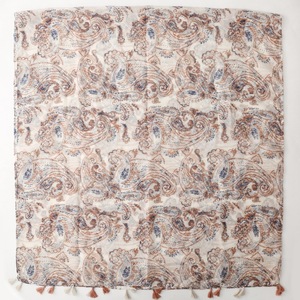 Écharpe légère de style <span class=keywords><strong>ethnique</strong></span>, couleur <span class=keywords><strong>beige</strong></span>, imprimé motif cachemire, avec pompons, 180*90cm, grande écharpe longue en voile de coton à motif paisley - Product Image 3