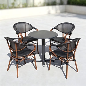 Nordic Rope Rattan aluminum Waterproof Dinning <b>Chair</b> Patio Restaurant Aluminium <b>Stackable</b> Outdoor <b>Dining</b> <b>Chair</b> for Garden hotel - Product Image 5